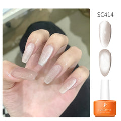 YICKYUE - Cat Eye Gel Nail Polish,7 Colors Nude Cat Eye Gel Holographic Glitter Magnetic UV/LED Gel Soak Off for Nail Art Manicure Salon