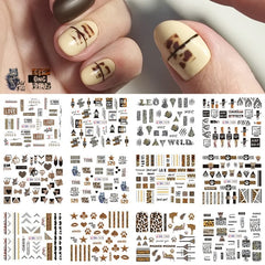 12pcs Cute Christmas Cartoon Nail Design Snowman Elk Santa Claus Nail Art Stickers Water Slider Xmas Accessories GLBN1393-1404