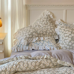 YICKYUE - Pastel Daisy Bedding Set - Sage Green