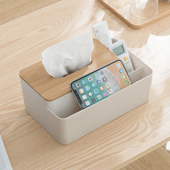 Wood Tissue Box Multifunction Storage Box Desktop Organizer for TV Remote Control Phone Holder Cosmetic Container Napkin Holder