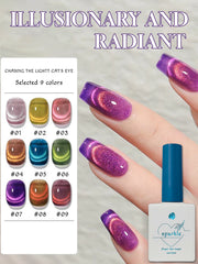YICKYUE - 1-9pcs Iridescent Cat's Eye Gel Polish Kit - 12ml Multicolor Nail Art Supplies with Glass-like Shine (9 Trendy Shades)