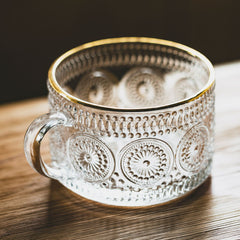 450ml Nordic Glass Mug Transparent Handgrip Cup For Coffe Milk Golden Edge Household Teacup Kitchen Drinkware