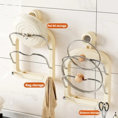 YICKYUE - Wall Mounted Kitchen Shelf No Drilling Pot Cover Holder Suction Cup Type Organizer Home Holder Multifunctional Cutting Board