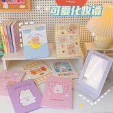 W&G Ins Kawaii Mirror Female Folding Makeup Mirror Cute Student Portable Desktop Mirror Table Desk Stand Soft Bunny Bear Mirrors