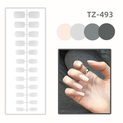24pcs Reusable False Nail Artificial Tips Full Cover Decorated Middle Square Press on Nails Art Fake Nail Without Box