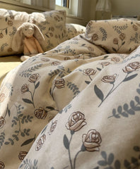 YICKYUE - Fashion pastoral flower rose bedding set,twin full queen king rustic warm cotton home textile bed sheet pillow case quilt cover