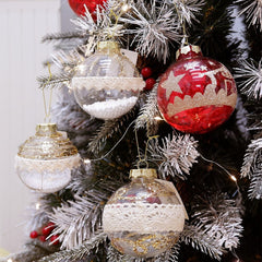 Yickyue 12Pcs/Set 100mm Christmas Tree Decor Balls Party Hanging Ornament Perfect for Home Holiday Wedding Xmas Decorations Gold Red