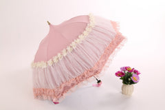 Three Folding Fashion Lace Up Parasol Double Layer Woman High Quality Uv Protection Windproof Travel 8 Ribs Summer Sun Umbrella