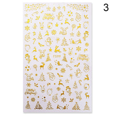 2021 NEW Christmas Slider Nail Art 3D Decals Decoration Snowflake Nail Art Sticker DIY Manicures Transfer Decals Foil Xmas Gif