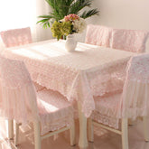 Pink Embroidered Tablecloth Lace Table Cloth Chair Cover Rectangle Table Cover Rural Style Table Skirt Dinning Table Decoration