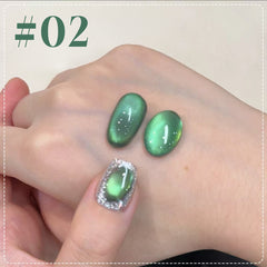 YICKYUE - 12ML 1-16PCS 2025 New Nail Supplies Huai Shui Bamboo Pavilion Strobe Green Glass Bead Cat Eye Magnetic Gel Polish Summer Nails