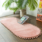 YICKYUE - Solid Color Soft Carpet Simple Cute Bedroom Carpet for Rooms Kitchen Anti-Slip Rugs Oval Water Absorbent Bathroom Mat Home Decor