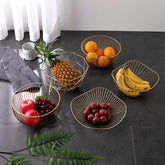 Cretive Fruit Basket Bowl Metal Wire Container Drain Basket Kitchen Rack Fruit Vegetable Storage Holder Snack Tray Storage
