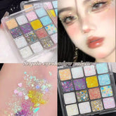 YICKYUE - 16 Colors Glitter Sequins Gel Eyeshadow Palette Mermaid Decoration Flash Loose Sequins Cream Stage Makeup Hair Body Face Glitter