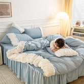 Yickyue Princess Style Bedding Set Kawaii Bed Set Queen Size Duvet Cover Bed Sheet with Pillowcase Bedding Sets Full Size Comforter Sets