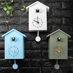 Modern Plastic Bird Cuckoo Design Quartz Wall Hanging Horologe Clock Timer Quartz Wall Clock for Home Living Room Office Decor