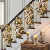 Christmas Wreath Christmas Front Door Window Stairs Wreaths 16 inches Stairway Swag Trim, Artificial Hanging Garland with Berry