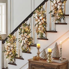 Christmas Wreath Christmas Front Door Window Stairs Wreaths 16 inches Stairway Swag Trim, Artificial Hanging Garland with Berry