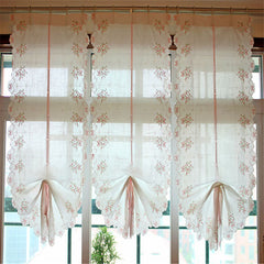 YICKYUE - Free Shipping Voile Drapes Draw Lifting Curtains Balloon Romantic Shades Finished Fan Ribbon Short Blinds Purdah Valance Wedding