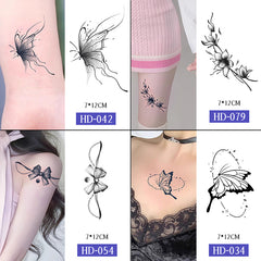 YICKYUE - Temporary Tattoos for Women,Butterfly Flower Tattoo Stickers,Waterproof Long-Lasting 15 Days,Semi-Permanent Fake Tattoo