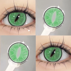 YICKYUE - 2PCS Cosplay Anime Colored Contact Lenses for Eyes Green Pupils with Myopia Pink Lenses Beauty Halloween Cosmetics Lenses