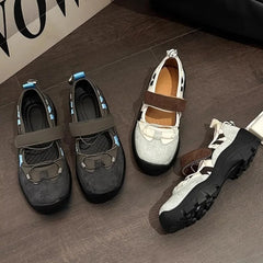 YICKYUE - Women's Retro Style Shallow Mouth Casual Mary Jane Autumn New Fashion Versatile Comfortable Thick Soled Sports Single Shoes