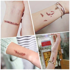 YICKYUE - Disposable Tattoo Stickers Halloween Tattoo Stickers Scars Funny Terrifying Realistic Scar Simulation Stickers