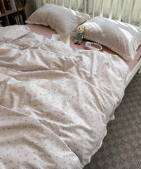 YICKYUE - French elegant pastoral floral bedding set,twin full queen nordic flower cotton home textile bed sheet pillow case quilt cover