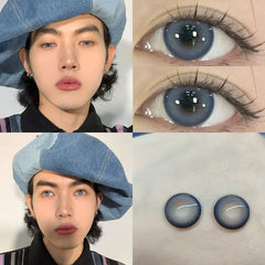 YICKYUE - 1 Pair Color Contact Lens Natural Contact Lens Blue Contact Lens Pupil Men Color Contact Lens Eye Cosmetic Prescription