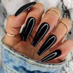 24Pcs Bright Back Press On Fake Nails With Jelly Glue Super Long Ballerina Coffin False Nail Artificial Finger Manicure Tool