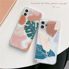 Leaves tree soft silicone phone case summer label conque for iphone 12 11 pro max mini 7 8 plus xs max x xr se 2 cover capa