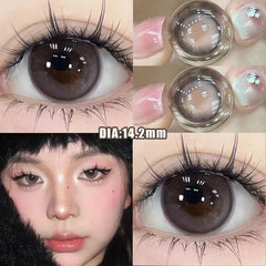 YICKYUE - 2pcs Korea Color Contact Lenses Brown Nature Lenses Myopia Degree-0.00~ -8.00 Beauty Pupil Makeup Gray Eye Free Shipping
