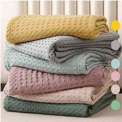 Waffle Plaid Cotton Blanket for Bed Gauze Thin Towel Quilt Queen King Quilted Bedspread Blanket Throw Bed Sofa Cover Bedding