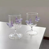 YICKYUE - In Korean Color Butterfly Wine Glass Simple Household Water Glass Creative Champagne Cocktail Goblet
