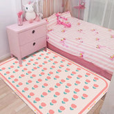 Yickyue Girl Bedroom Pink Carpet Living Room Cute Flower Print Rugs Bathroom Kitchen Porch Non-slip Anti-fouling Mat Study Balcony Rug