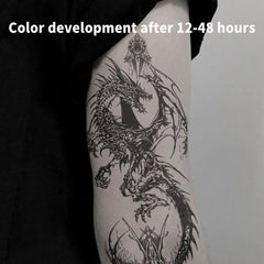YICKYUE - Dark Dragon Herbal Juice Tattoo Stickers European American Style Fake Tatto Temporary Tattoos Arm Waterproof Hip Hop Charm Punk