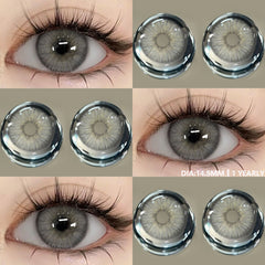 YICKYUE - 1pair Myopia Lenses Colored Contact Lenses for Eyes With Degrees Prescription Lenses Green Lenses Gray Contacts Yearly