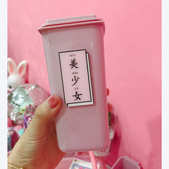 W&G Pen Holder Japanese Cute Pink Girl Heart Desktop Trash Can Storage Little Fairy Beautiful Girl Desktop Storage Bucket 2022
