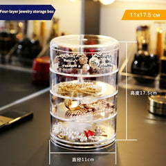 Rotating Transparent Jewelry Storage Box Organizer Jewelry Earrings Necklace Display Stand Rack Multifunctional Large Capacity