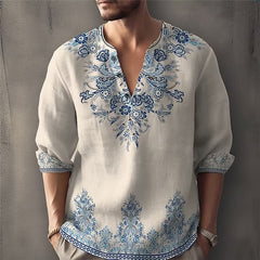 Hearujoy Retro 3D printed Shirt pullover For Men Spring Autumn Long sleeved O-neck Tops Fashion Vintage Casual shirts Clothing Plus Size