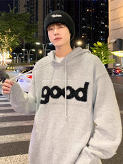Hearujoy Adult Casual Hoodie Sweatshirt with Drawstring - Polyester 100% Alphabet Pattern, Loose Fit, Medium Stretch, Unisex-Adult, Cozy Fall/Winter Knit Jacket