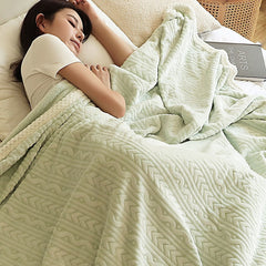 Yickyue Autumn Winter Thickened Blanket Nap Blanket Sofa Bed Milk Fleece Flannel Blanket Cover Plaid Bedspread Quilt Coral Plush Bedding