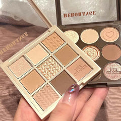 Yickyue Button Knit Pattern 9 Color Eyeshadow Tray  Matte Oatmeal Eyeshadow Pigment Powder Korean Autumn Winter Makeup Kit Professional