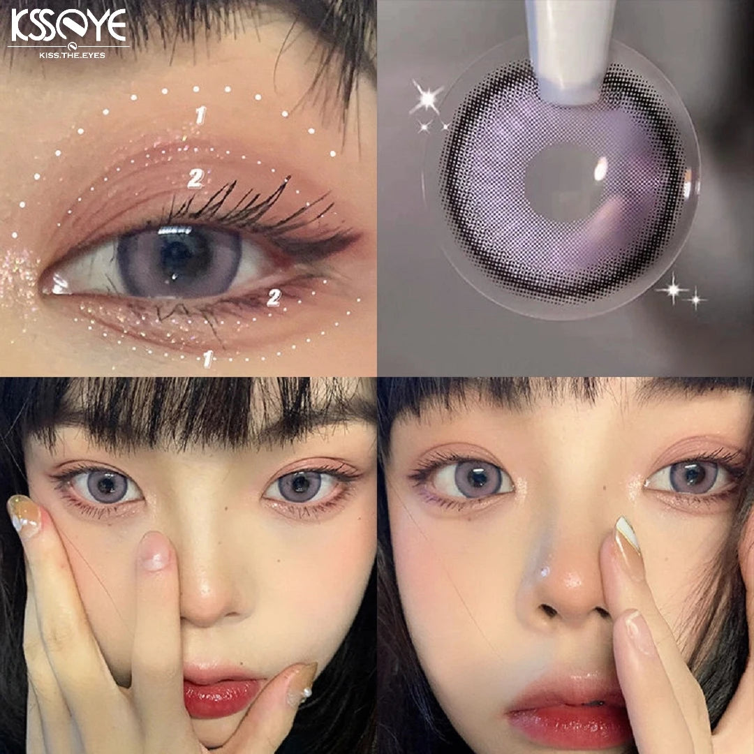 YICKYUE  -  2pcs Myopic Contact Lenses Color Contact Lenses Contact Lenses With Diopter Natural Grey Pink Blue Lenses Free Shipping