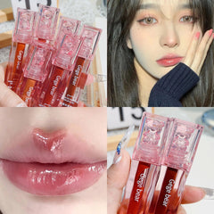 Yickyue Cherry Pink Mirror Water Lip Gloss Transparent Glass Lip Oil Waterproof Liquid Lipstick Nude Brown Clear Tint Makeup Cosmetics