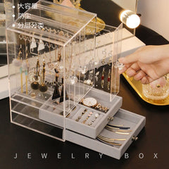 Jewelry Box Earrings Storage Box Organizer Jewelry Drawer Display Rack Organizador Necklace Jewelry Watch Cabinet Plastic