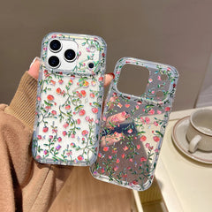 Lovely Flower Laser Glitter Phone Case for iPhone 14 15 16 16pro 16promax 17 17pro 17promax Shockproof Clear Anti-fall Cover