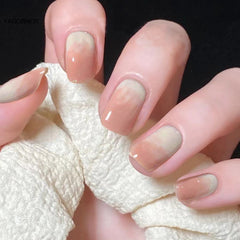 24pcs Nails Press On Short Halos Dyeing Nail Patch Sweet Style Glue Type Removable Short Paragraph Manicure False Nail Patch Ty