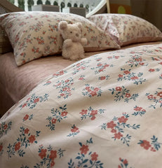 YICKYUE  -  Fashion pastoral flower red bedding set,twin full queen american country cotton home textile bed sheet pillow case quilt cover
