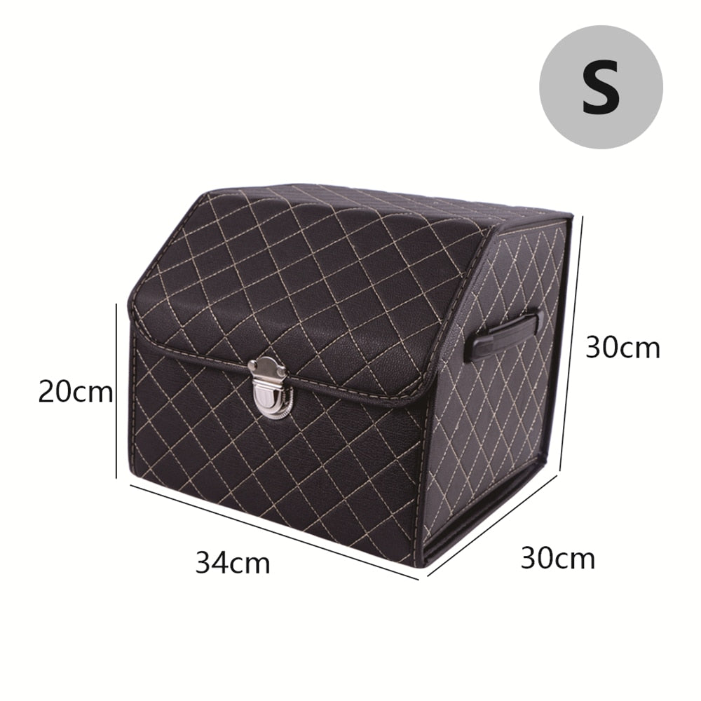 Collapsible Car Trunk Storage Box High Capacity Organizer In The Car PU Leather Trunk Tool Box Auto Accessories Storage Bag